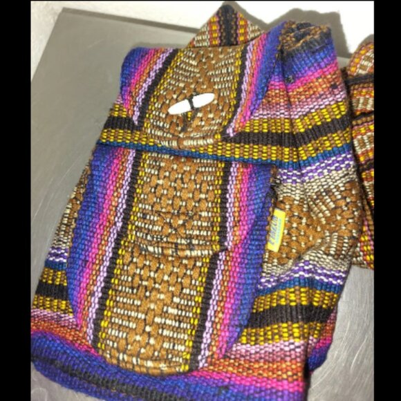 NWOT Pinzon Baja Weave Backpack Handbag Mini Multicolor Shoulder Bag From Mexico - Picture 1 of 3